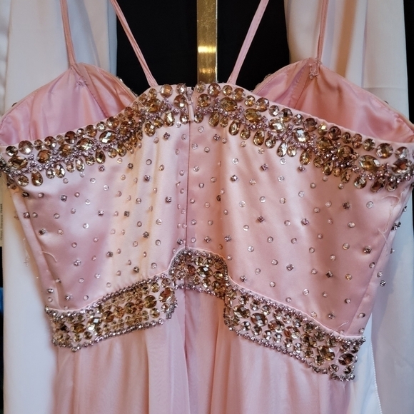 Sherri Hill Pink Princess Crystal Chiffon Gown Prom Evening 2 Pageant Sweetheart - Picture 7 of 9